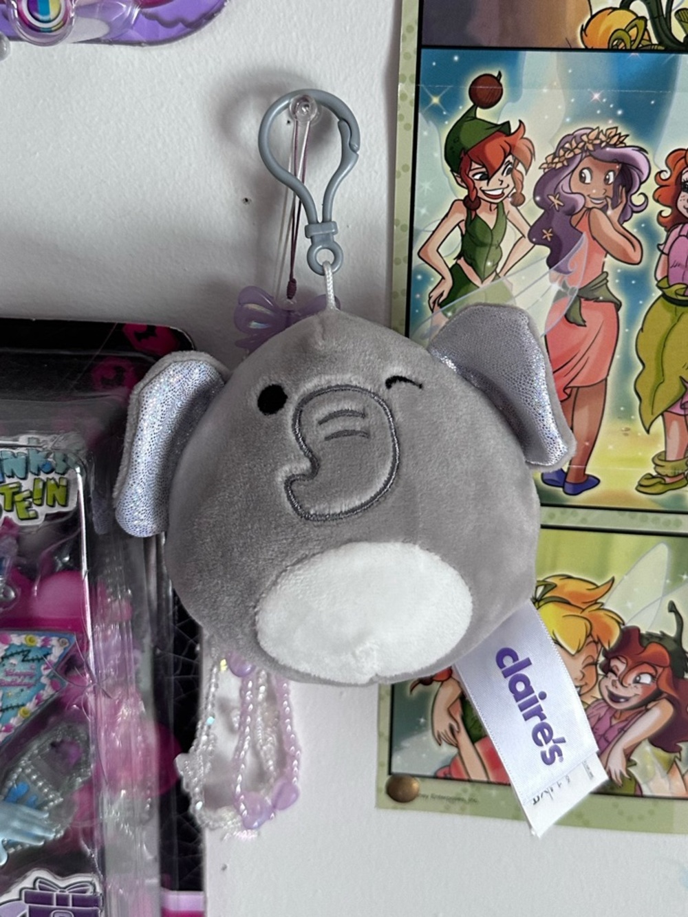 Cherish Elephant Squishmallows Clip Keychain Animal Zoo Jungle Sparkles Kellytoy